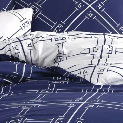 Garnero Arredamenti Copripiumini|Copripiumini-Set copripiumino singolo e federa a quadri 140x200cm bianco blu Rosalin