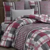 Garnero Arredamenti Copripiumini|Copripiumini-Set copripiumino singolo e federa a quadretti 140x220cm rosso grigio Doroty