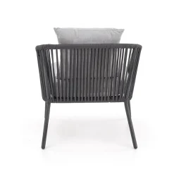 Garnero Arredamenti Salotto Da Giardino-Set da giardino divano, poltrona, tavolino in vetro grigio Dalian