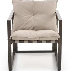 Garnero Arredamenti Salotto Da Giardino-Set da giardino divano, poltrona, tavolino in vetro nero marrone Surat