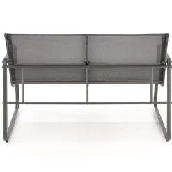 Garnero Arredamenti Salotto Da Giardino-Set giardino relax 75x45cm 2 sedie divano e tavolino acciaio grigio Eden