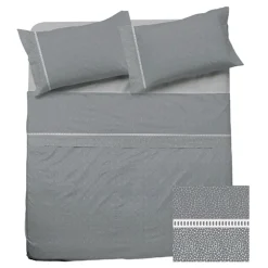 Garnero Arredamenti Set Lenzuola|Set Lenzuola-Set lenzuola letto alla francese in cotone grigio Freedom