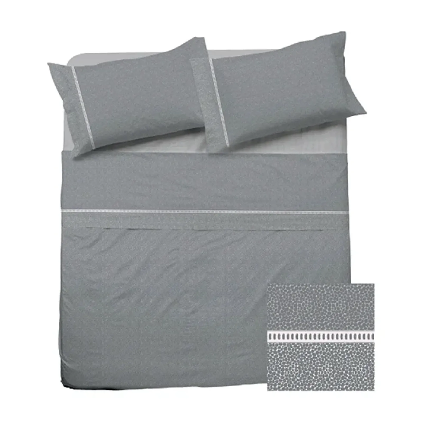 Garnero Arredamenti Set Lenzuola|Set Lenzuola-Set lenzuola matrimoniali in cotone grigio Freedom
