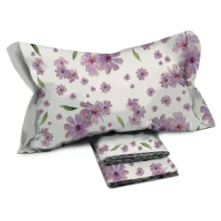 Garnero Arredamenti Set Lenzuola|Set Lenzuola-Set lenzuola matrimoniali in cotone fantasia fiori bianco rosa Razza