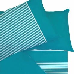 Garnero Arredamenti Set Lenzuola|Set Lenzuola-Set lenzuola matrimoniali con 4 federe in cotone turchese Strudel