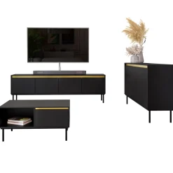 Garnero Arredamenti Set Mobili Soggiorno Completo-Set mobili soggiorno completo nero oro Praga