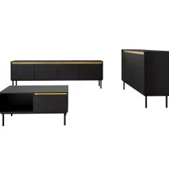 Garnero Arredamenti Set Mobili Soggiorno Completo-Set mobili soggiorno completo nero oro Praga