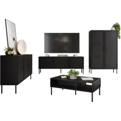 Garnero Arredamenti Set Mobili Soggiorno Completo-Set mobili soggiorno completo Stark 1 Nero Opaco