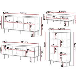 Garnero Arredamenti Set Mobili Soggiorno Completo-Set mobili soggiorno completo Stark 1 Nero Opaco