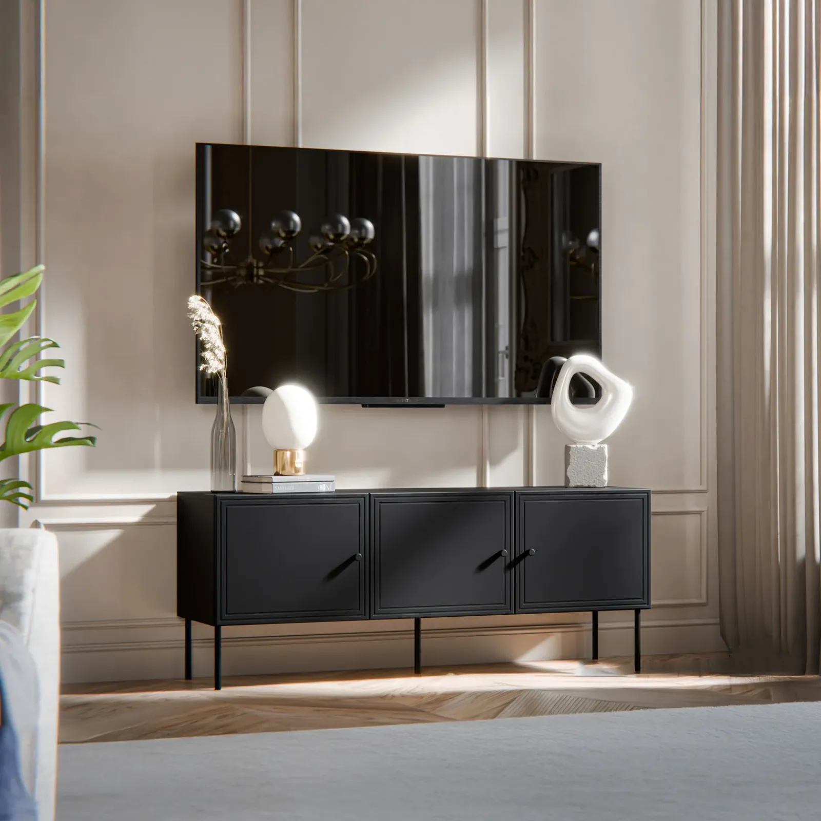 Garnero Arredamenti Set Mobili Soggiorno Completo-Set mobili soggiorno completo Stark 1 Nero Opaco