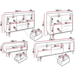 Garnero Arredamenti Set Mobili Soggiorno Completo-Set mobili soggiorno completo design cannettato nero Strike Nero Opaco