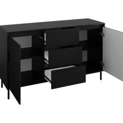 Garnero Arredamenti Set Mobili Soggiorno Completo-Set mobili soggiorno completo design cannettato nero Strike Nero Opaco