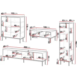 Garnero Arredamenti Set Mobili Soggiorno Completo-Set mobili soggiorno completo moderno nero Wild Nero Opaco