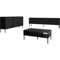 Garnero Arredamenti Set Mobili Soggiorno Completo-Set mobili soggiorno completo Stark 2 Nero Opaco