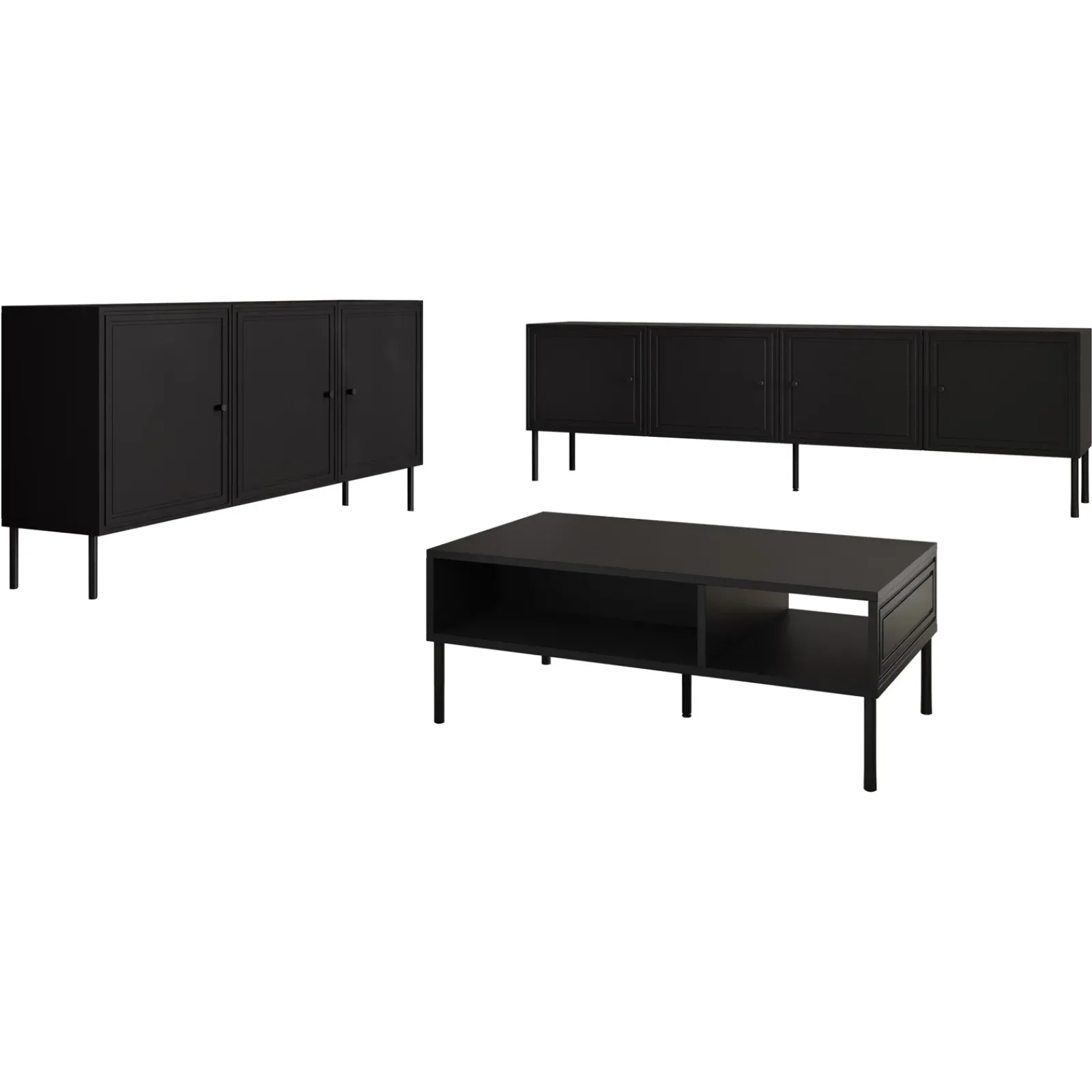 Garnero Arredamenti Set Mobili Soggiorno Completo-Set mobili soggiorno completo Stark 2 Nero Opaco