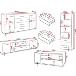 Garnero Arredamenti Set Mobili Soggiorno Completo-Set mobili soggiorno completo design moderno bianco Pastello