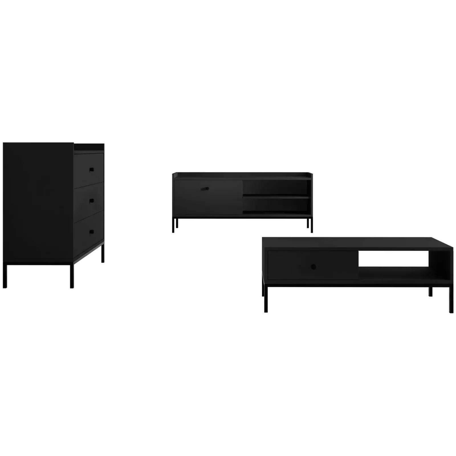 Garnero Arredamenti Set Mobili Soggiorno Completo-Set mobili soggiorno completo design moderno nero Pollon 2 Nero Opaco