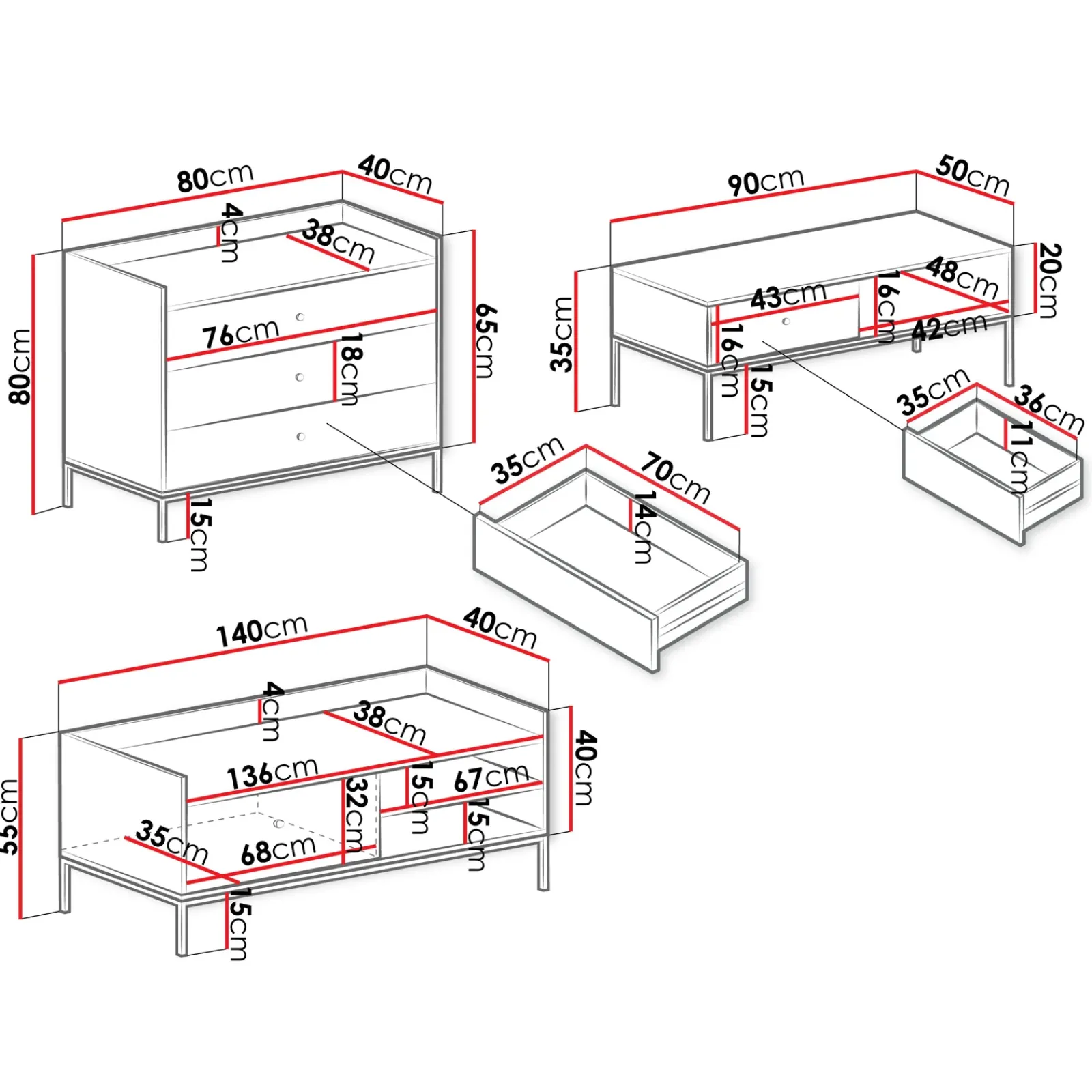Garnero Arredamenti Set Mobili Soggiorno Completo-Set mobili soggiorno completo design moderno nero Pollon 2 Nero Opaco