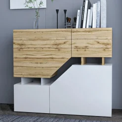 Garnero Arredamenti Set Mobili Soggiorno Completo-Set mobili soggiorno completo rovere bianco Modesta Bianco Opaco - Rovere