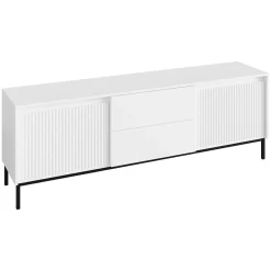 Garnero Arredamenti Set Mobili Soggiorno Completo-Set mobili soggiorno completo design cannettato bianco Strike Bianco Opaco