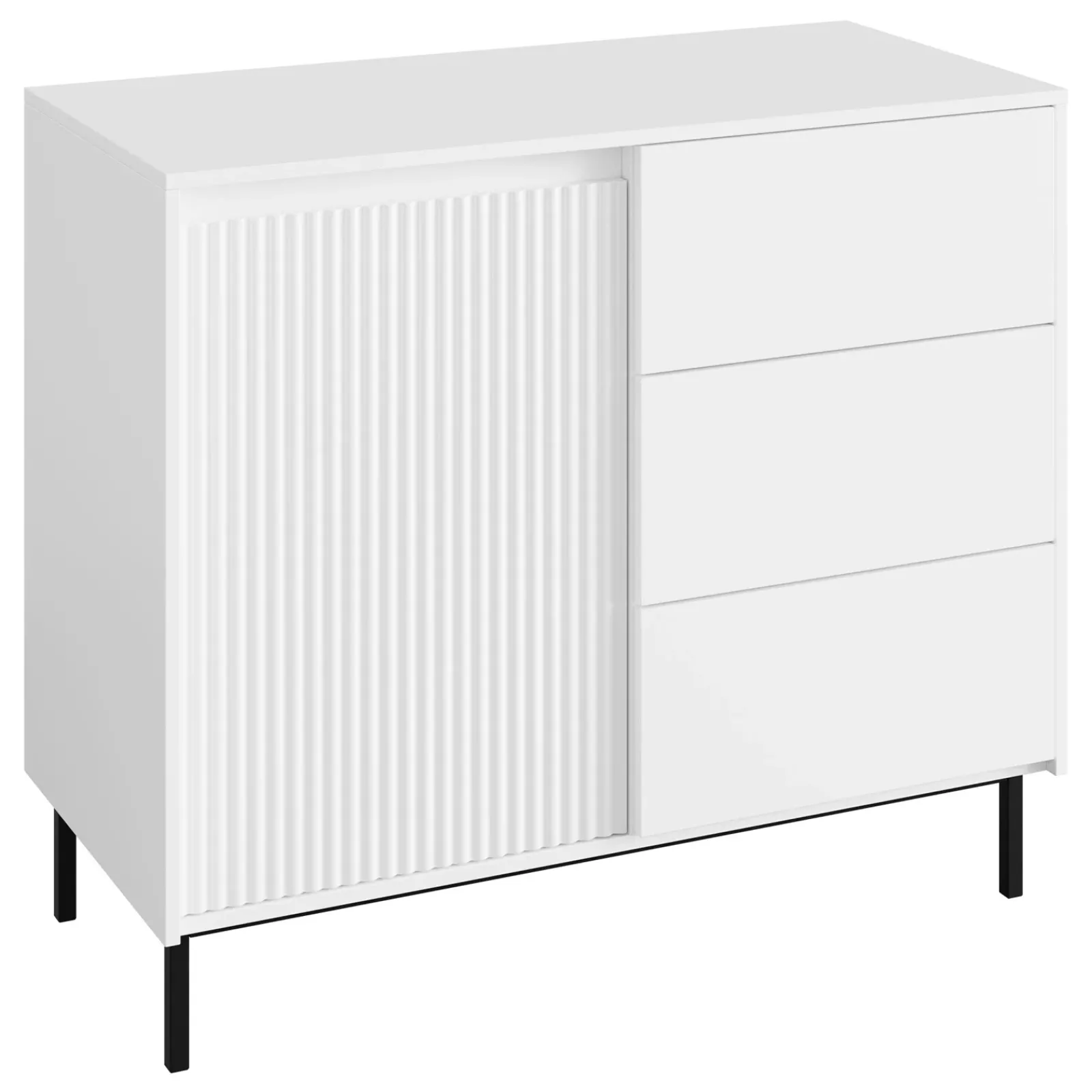 Garnero Arredamenti Set Mobili Soggiorno Completo-Set mobili soggiorno completo design cannettato bianco Strike Bianco Opaco