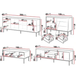 Garnero Arredamenti Set Mobili Soggiorno Completo-Set mobili soggiorno completo moderno noce nero Wild 2 Noce - Nero opaco