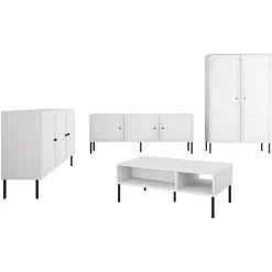 Garnero Arredamenti Set Mobili Soggiorno Completo-Set mobili soggiorno completo Stark 1 Bianco Opaco