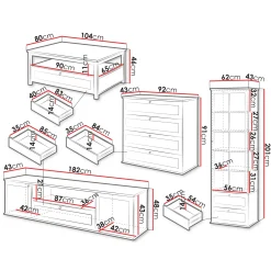 Garnero Arredamenti Set Mobili Soggiorno Completo-Set mobili soggiorno completo moderno bianco rovere Relaxio
