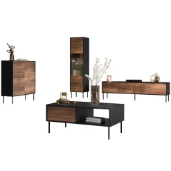 Garnero Arredamenti Set Mobili Soggiorno Completo-Set mobili soggiorno completo moderno noce nero Wild Noce - Nero opaco
