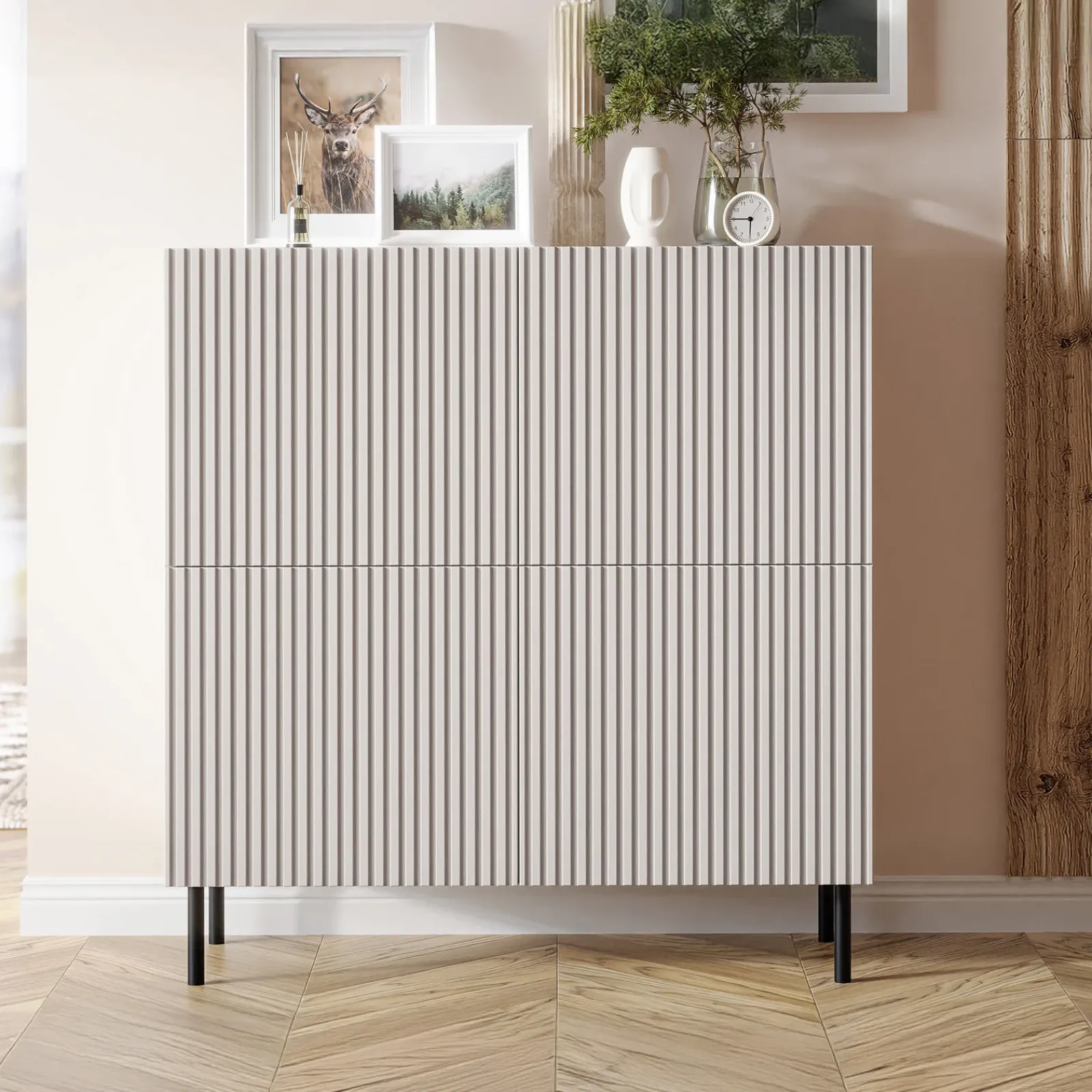 Garnero Arredamenti Set Mobili Soggiorno Completo-Set mobili soggiorno completo con frontali cannettati beige Ziggy 5