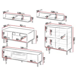 Garnero Arredamenti Set Mobili Soggiorno Completo-Set mobili soggiorno completo con frontali cannettati beige Ziggy 5