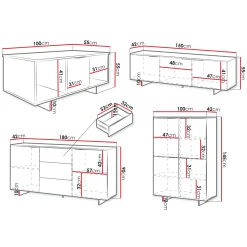 Garnero Arredamenti Set Mobili Soggiorno Completo-Set mobili soggiorno completo grigio Stone