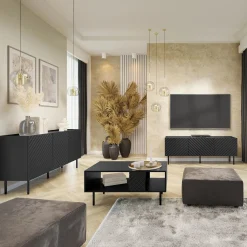 Garnero Arredamenti Set Mobili Soggiorno Completo-Set mobili soggiorno completo nero Daniele Nero Opaco