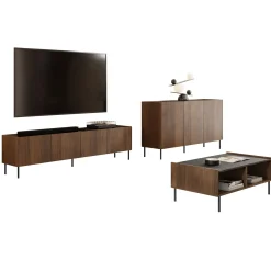 Garnero Arredamenti Set Mobili Soggiorno Completo-Set mobili soggiorno completo ripiano effetto marmo nero noce Caliva