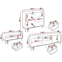 Garnero Arredamenti Set Mobili Soggiorno Completo-Set mobili soggiorno completo design cannettato bianco Strike 2 Bianco Opaco