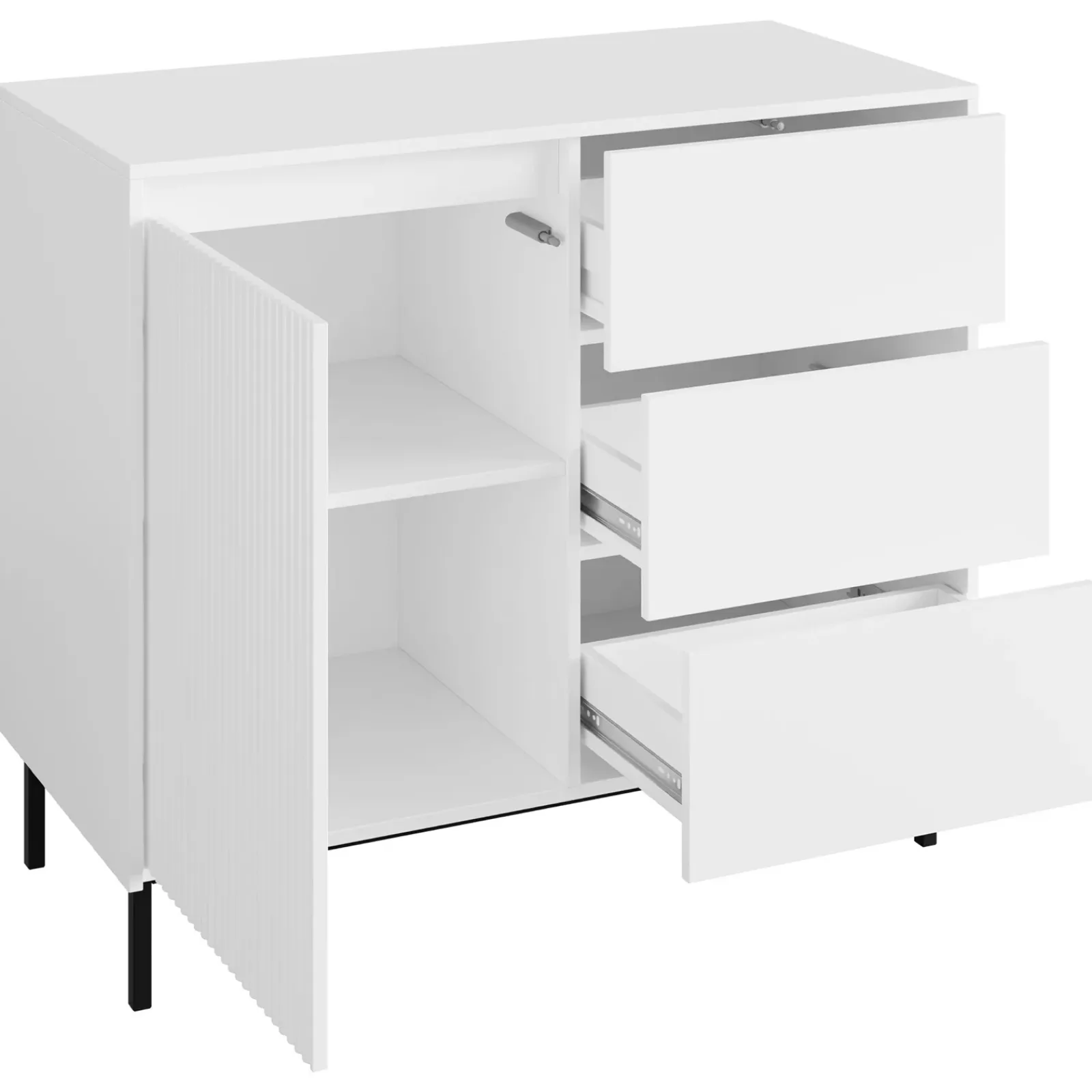 Garnero Arredamenti Set Mobili Soggiorno Completo-Set mobili soggiorno completo design cannettato bianco Strike 2 Bianco Opaco