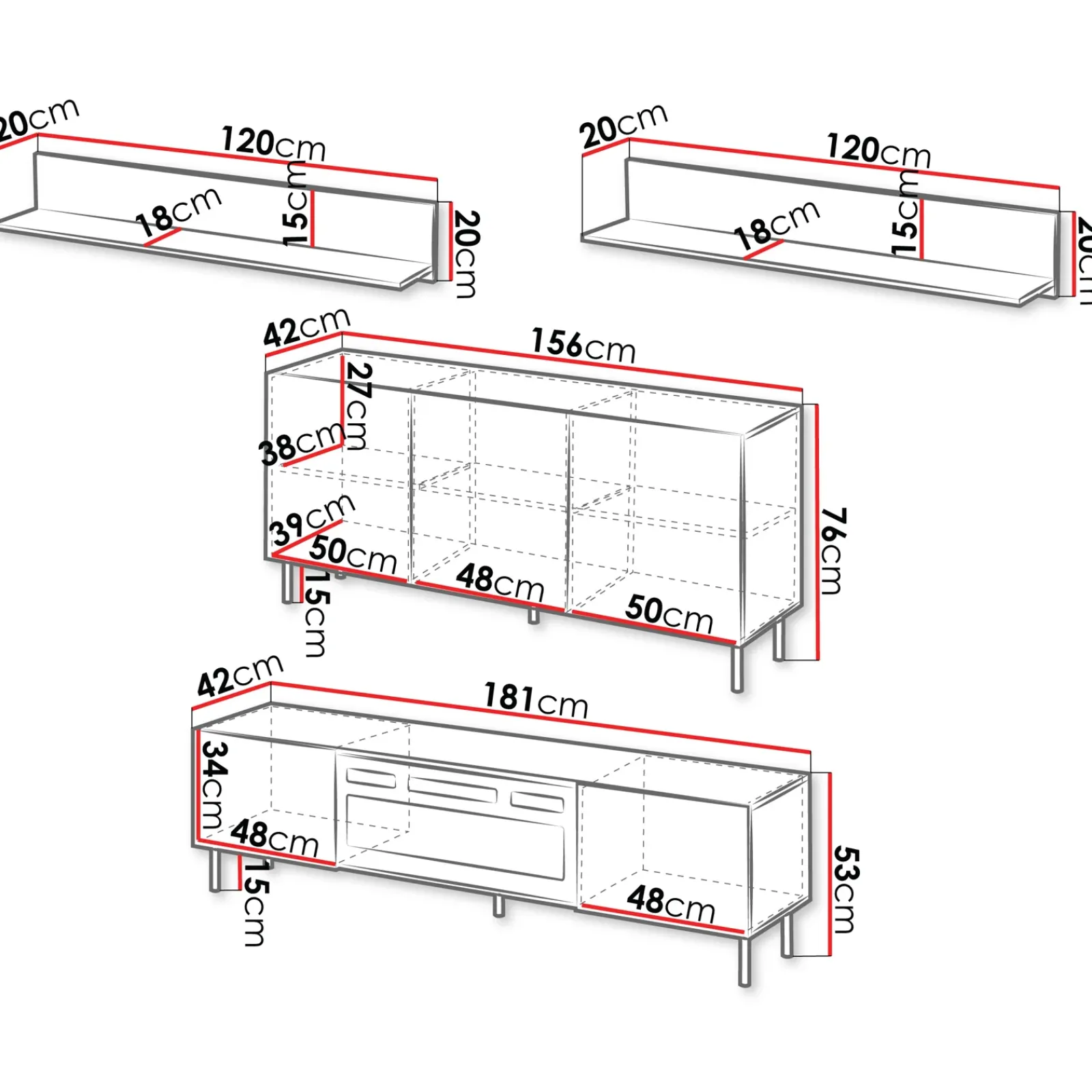 Garnero Arredamenti Set Mobili Soggiorno Completo-Set mobili soggiorno completo con frontali cannettati beige Ziggy 1