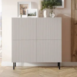 Garnero Arredamenti Set Mobili Soggiorno Completo-Set mobili soggiorno completo con frontali cannettati beige Ziggy 4