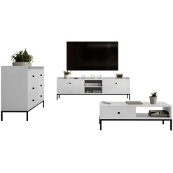 Garnero Arredamenti Set Mobili Soggiorno Completo-Set mobili soggiorno completo design moderno bianco Pollon