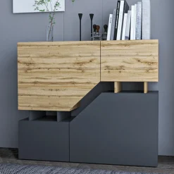 Garnero Arredamenti Set Mobili Soggiorno Completo-Set mobili soggiorno completo rovere antracite Modesta Antracite - Rovere