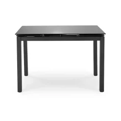 Garnero Arredamenti Set Tavolo Con Sedie|Tavoli Da Pranzo-Set tavolo 110/170cm + 4 sedie imbottite grigio nero Albani