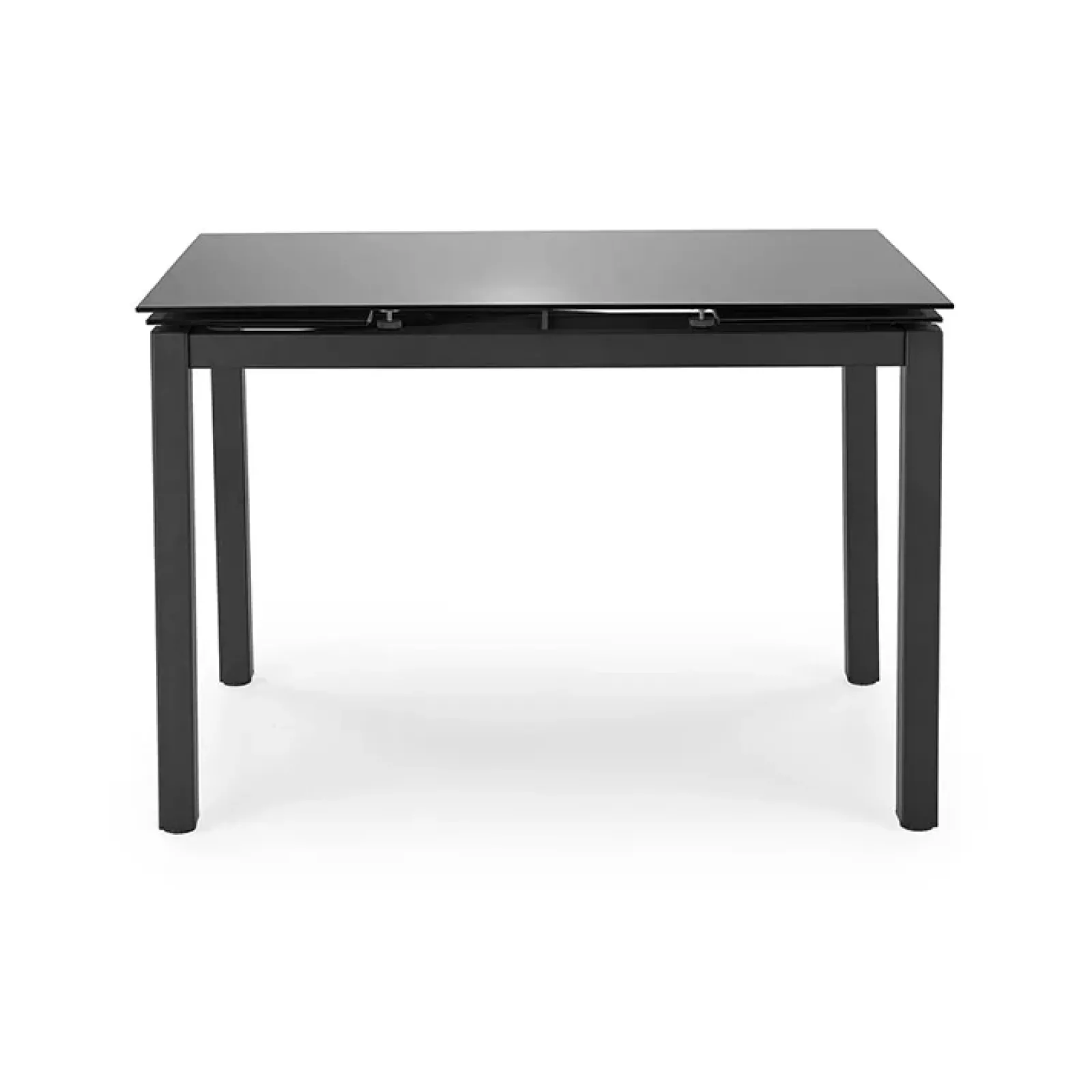 Garnero Arredamenti Set Tavolo Con Sedie|Tavoli Da Pranzo-Set tavolo 110/170cm + 4 sedie imbottite grigio nero Albani