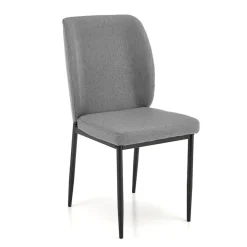 Garnero Arredamenti Set Tavolo Con Sedie|Tavoli Da Pranzo-Set tavolo 110/170cm + 4 sedie imbottite grigio nero Albani