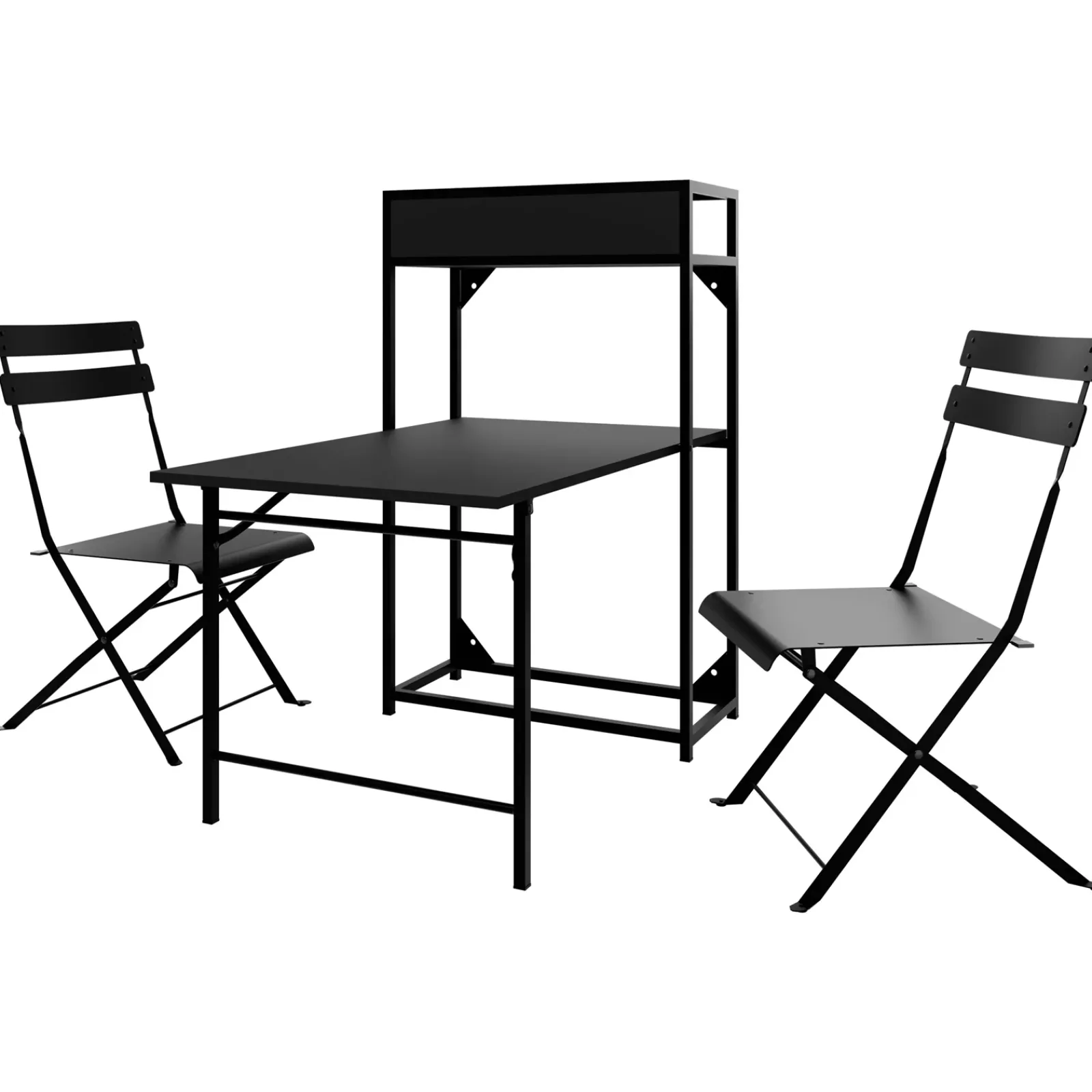 Garnero Arredamenti Set Tavolo E Sedie Da Giardino-Set tavolo da giardino 2 sedie con fioriera Marin Nero