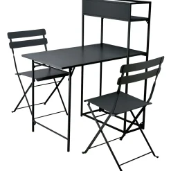 Garnero Arredamenti Set Tavolo E Sedie Da Giardino-Set tavolo da giardino 2 sedie con fioriera Marin Nero