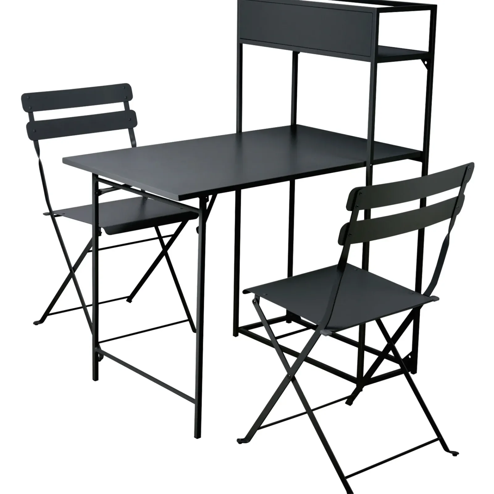 Garnero Arredamenti Set Tavolo E Sedie Da Giardino-Set tavolo da giardino 2 sedie con fioriera Marin Nero