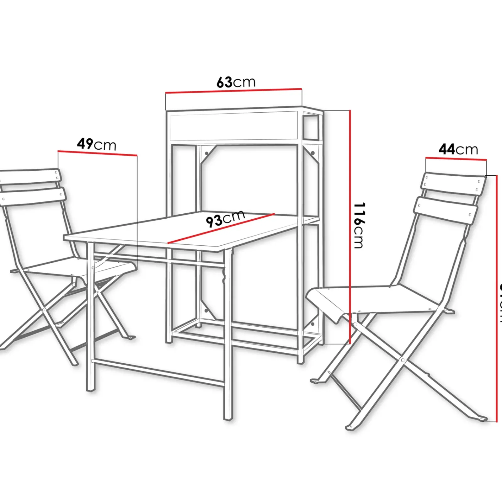 Garnero Arredamenti Set Tavolo E Sedie Da Giardino-Set tavolo da giardino 2 sedie con fioriera Marin Nero