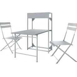 Garnero Arredamenti Set Tavolo E Sedie Da Giardino-Set tavolo da giardino 2 sedie con fioriera Marin Grigio