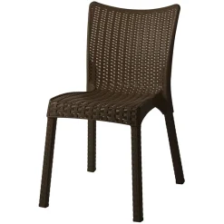 Garnero Arredamenti Set Tavolo E Sedie Da Giardino-Set tavolo da giardino esterno bar dehors rettangolare 150x90cm + 6 sedie effetto rattan Conchiglia Marrone