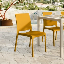 Garnero Arredamenti Set Tavolo E Sedie Da Giardino-Set tavolo da giardino esterno dehors 150x90 cm antracite + 4 sedie giallo senape Coral Antracite - Giallo